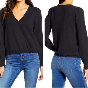 Madewell Long Sleeve Faux Wrap Top